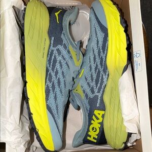 Hoka Men’s Blue and Neon Yellow Trail Running Shoes